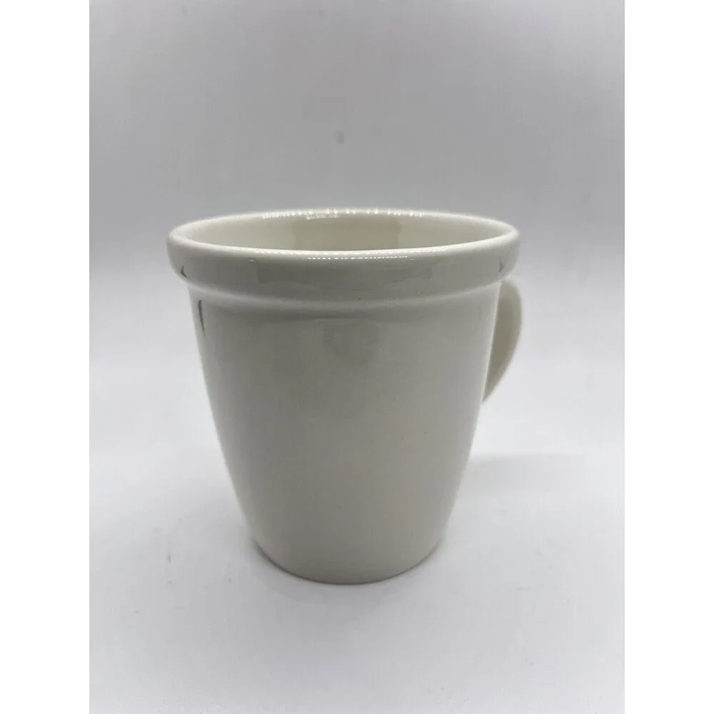 Crate & Barrel White Coffee Mug Tea Cup with Handle and Rim